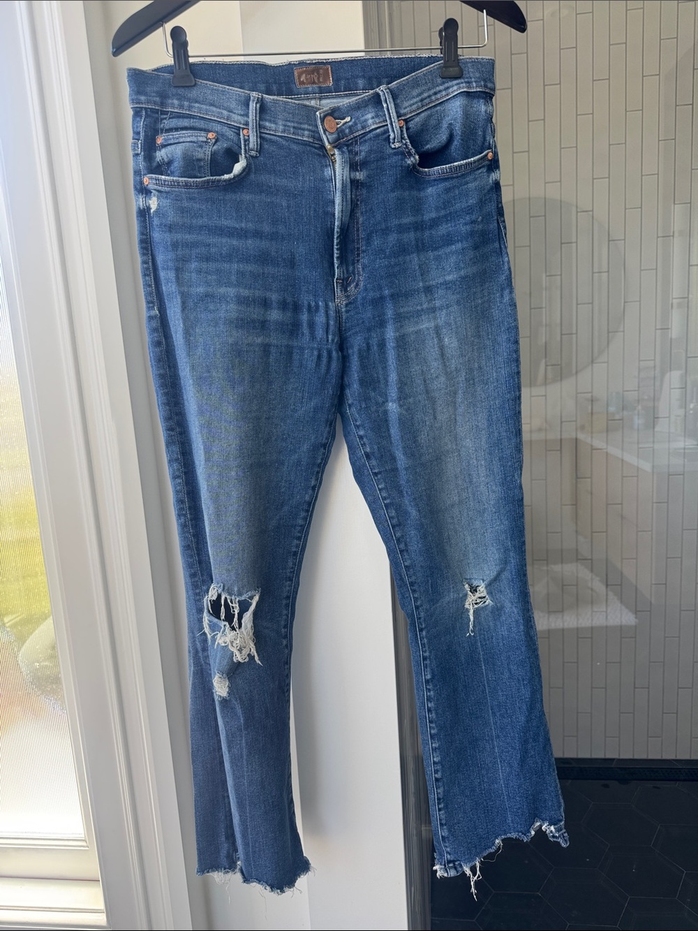 Women's Distressed Blue Denim Jeans